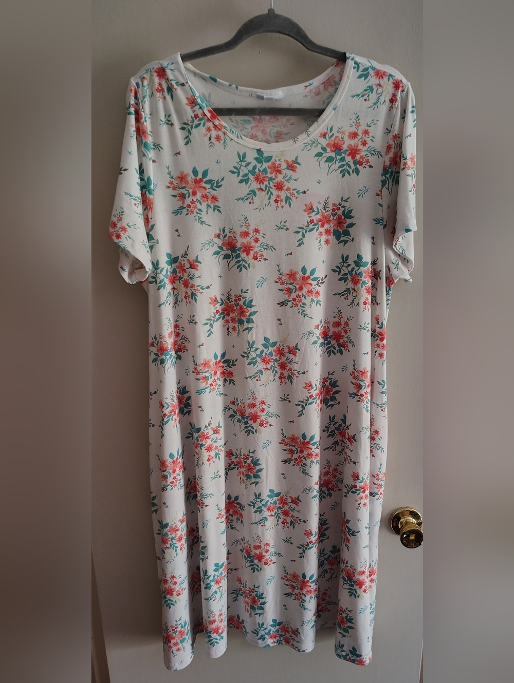 LuLaRoe Jesse Dress W/ Pockets White With Floral Print Size 2X